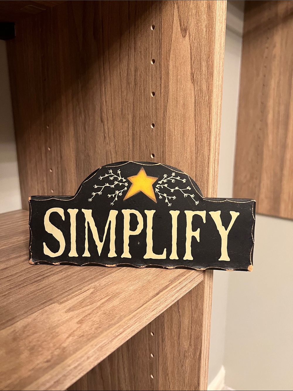 Simplify Rustic Black and Cream Wall Sign with Yellow Star Accent